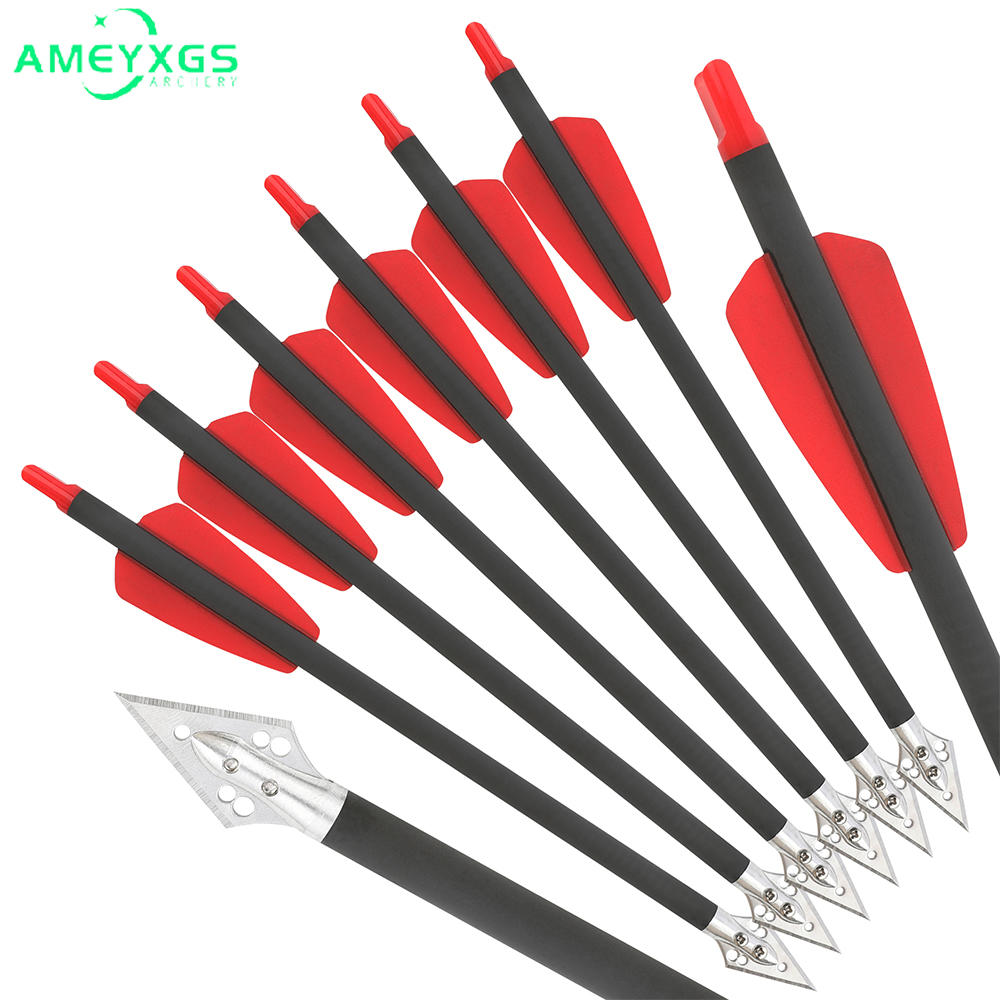 Crossbow Bolt Broadhead - 6/12pcs Pure Carbon Aluminium Crossbow Bolts