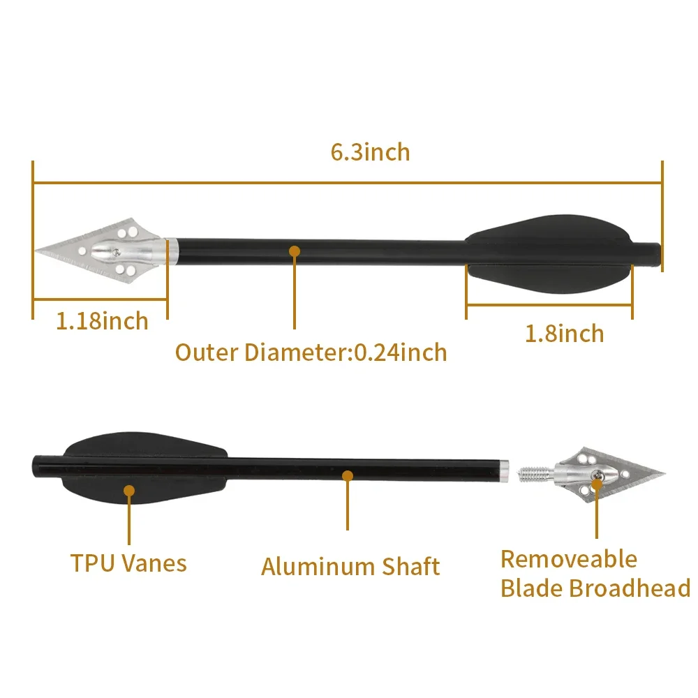 6pcs Aluminium Arrow 6.3 Inch  - Crossbow Bolt Broadhead recension och pris