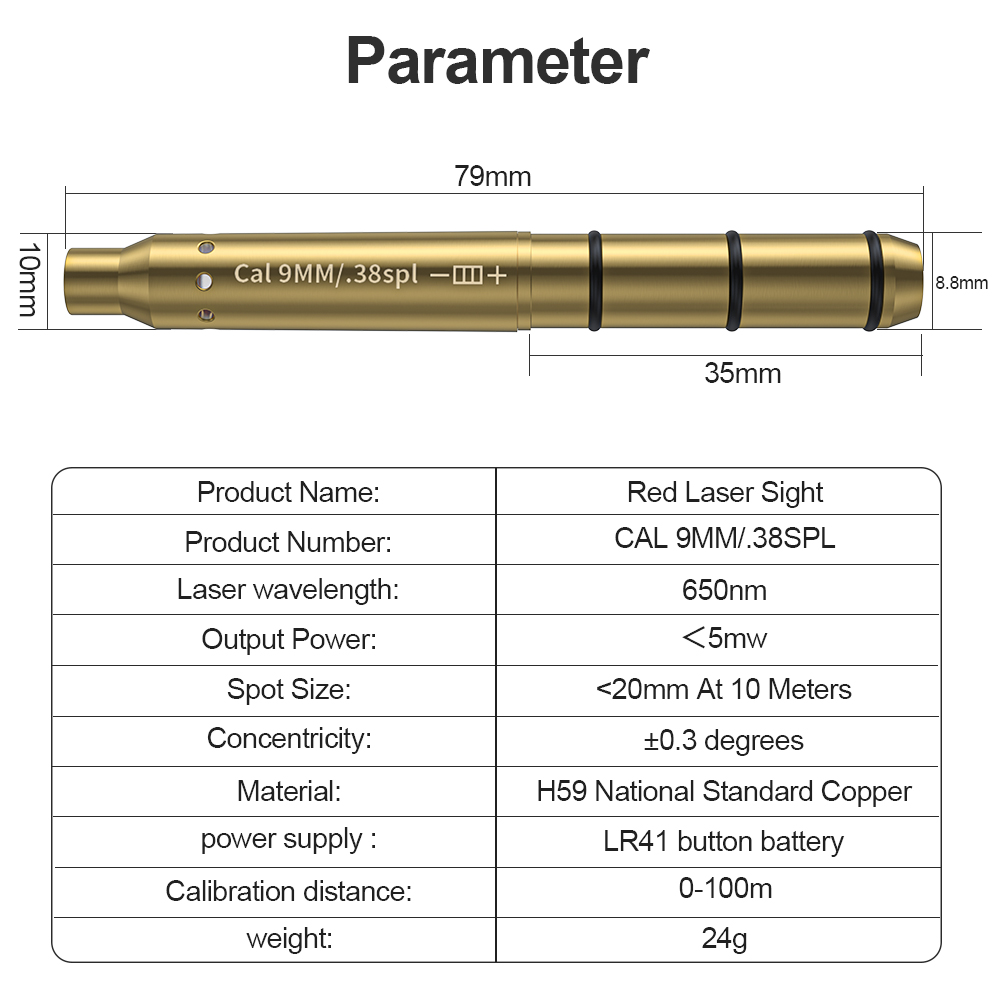 9MM/38SPL Red Laser Boresighte - Outdoor Hunting Range recension och pris
